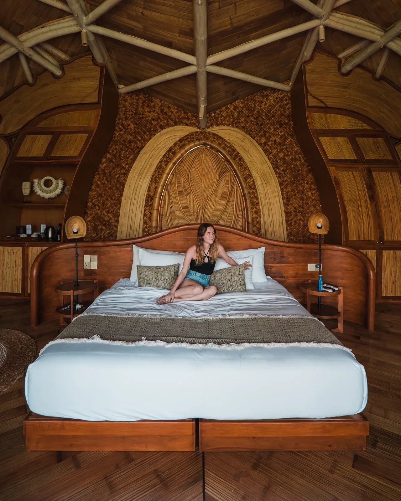 Bedroom in bamboo sky villa at Ulaman Bali Eco Resort