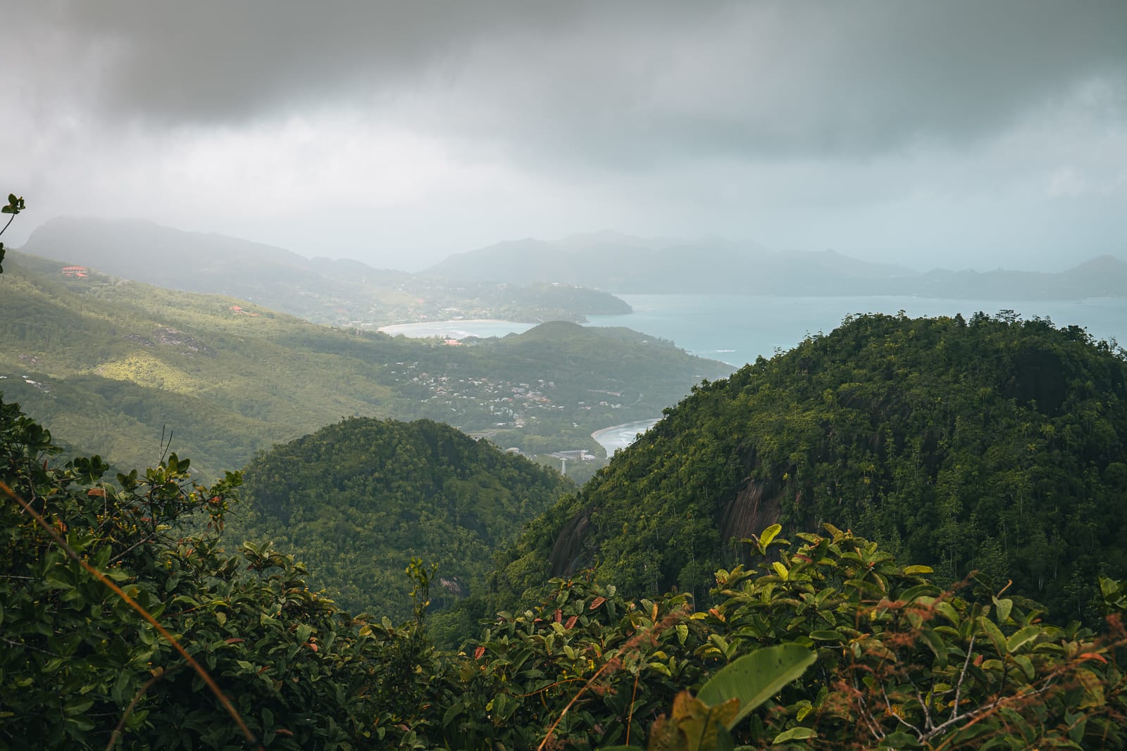 mountains and ocean in Mahe, seychelles