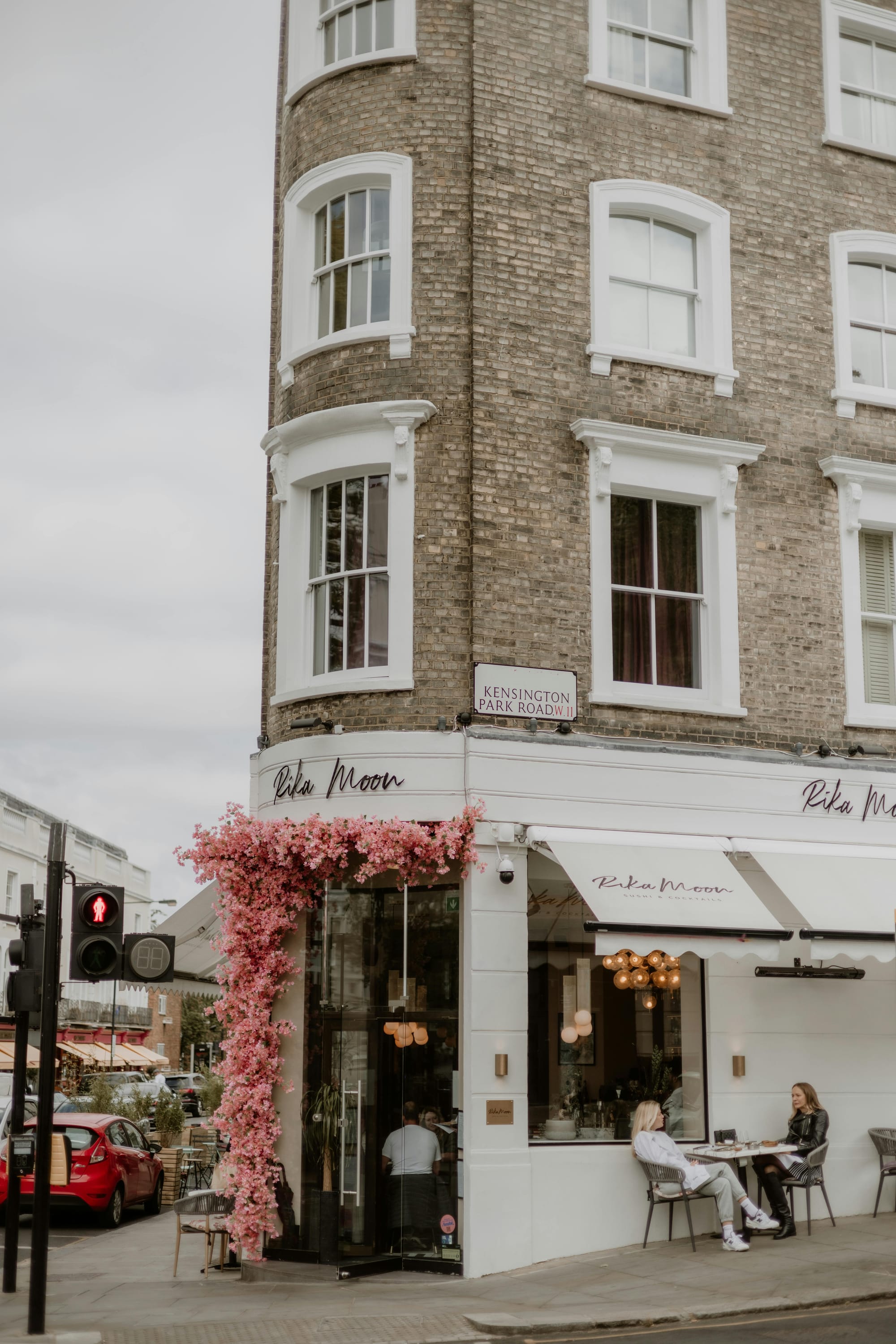 cafe and building in kensington, london